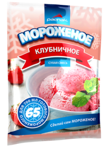 Мороженое сухое с ароматом клубники, 65г/18шт